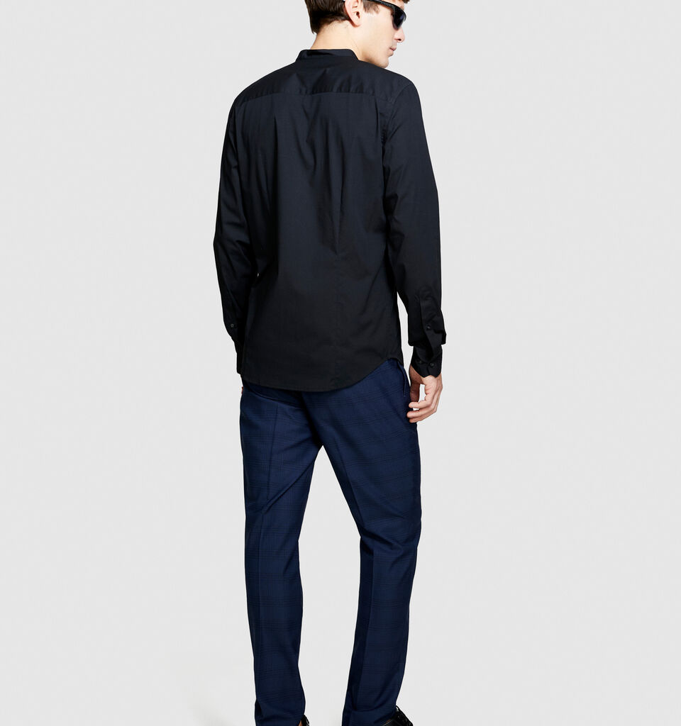 Mandarin collar shirt - men's slim fit shirts - Black | Sisley image number 3